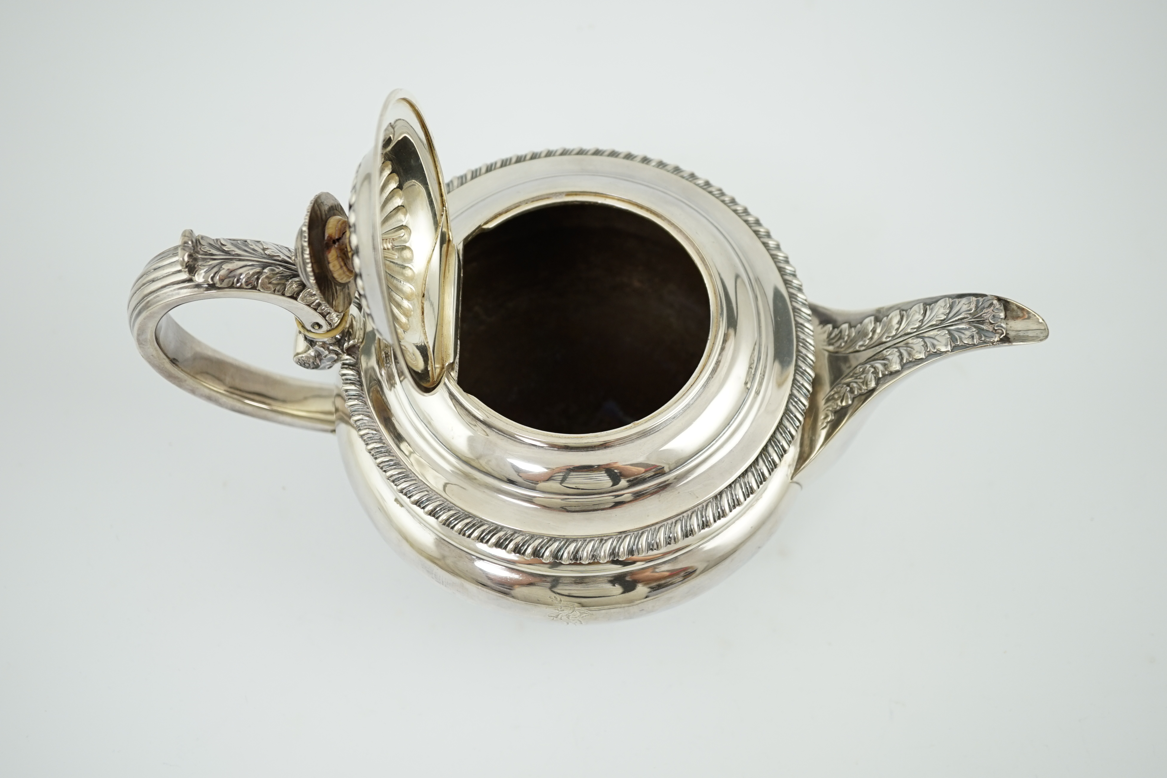 A George IV silver squat circular teapot, by Eames & Barnard, CITES Submission reference T3L2X894